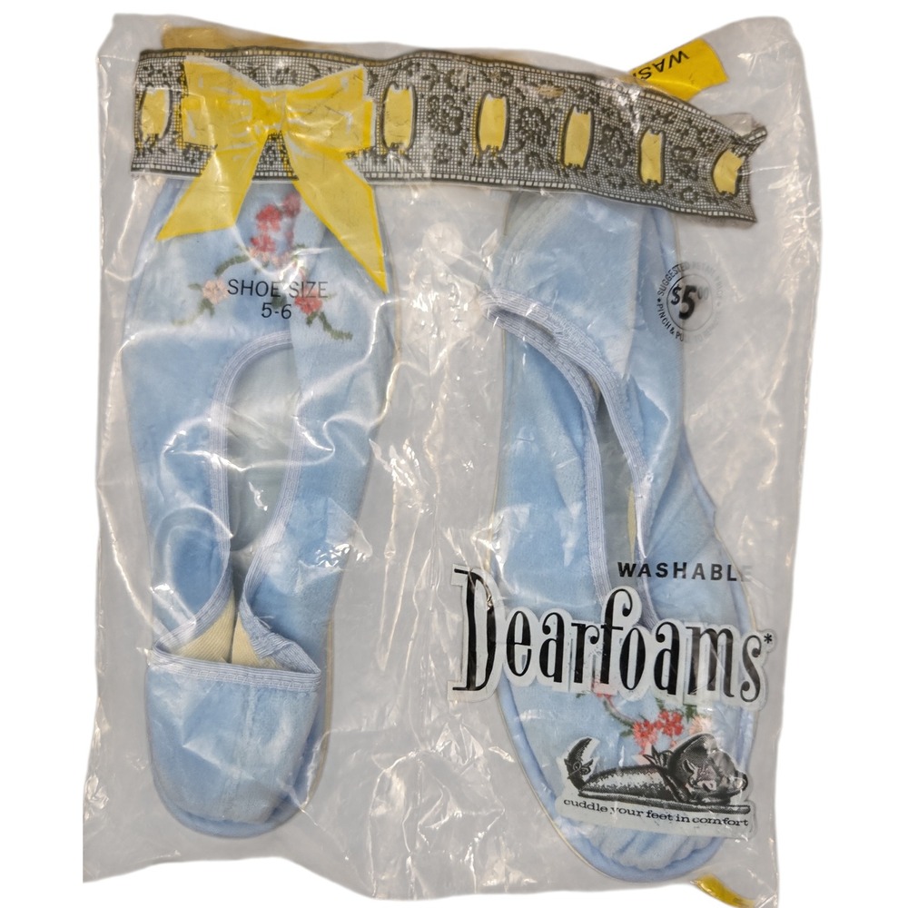 Vintage Blue Dearfoam‎ Slippers In Package Size Small  5-6 NEW